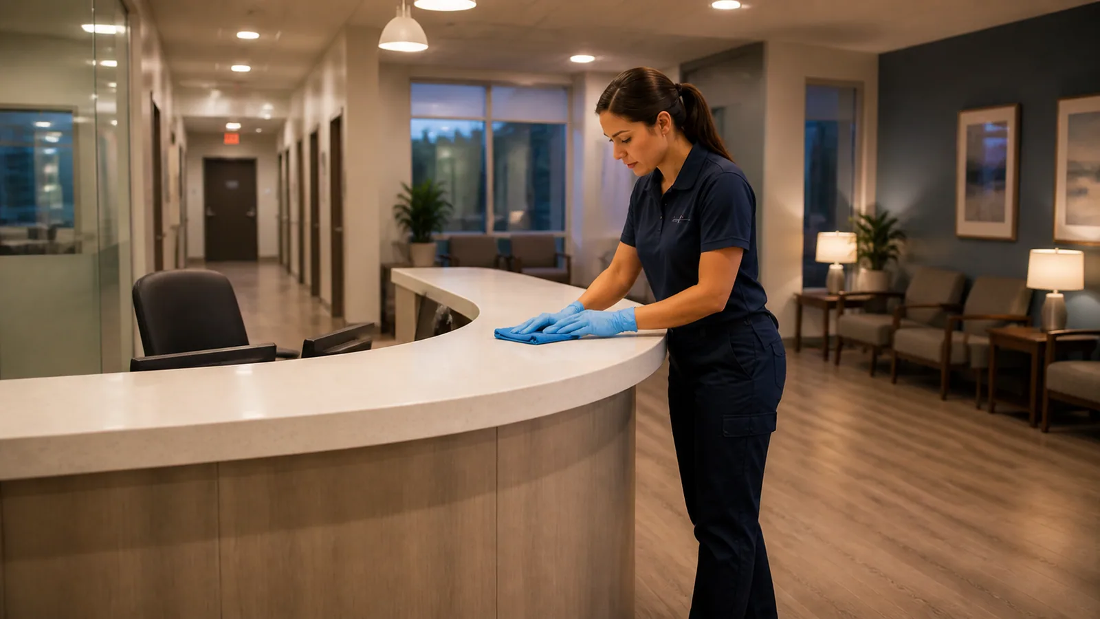 Commercial cleaner working in a Rockledge professional facility